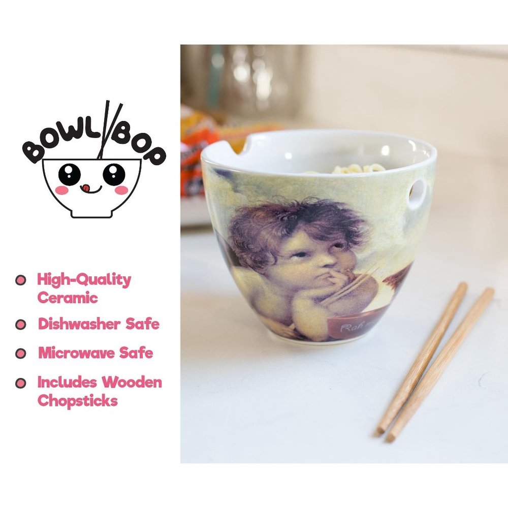 Bowl Bop Cherub Fine Art Japanese Dinner Set | 16-Ounce Ramen Bowl, Chopsticks